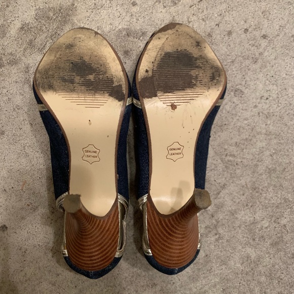 Steve Madden Denim & Gold Pipping heels - Picture 6 of 8